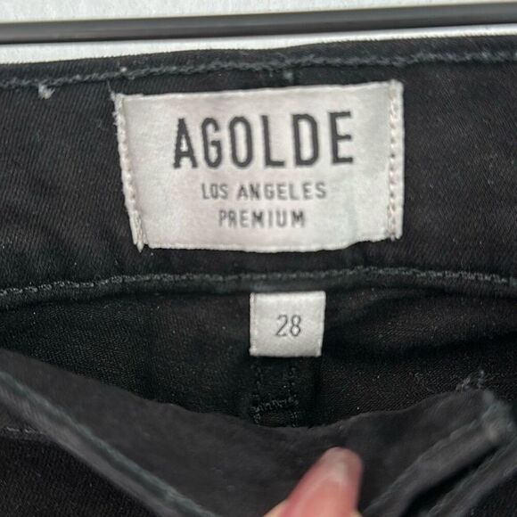 Agolde Black Cotton Blend Roxanne Super High Rise Skinny Leg Jeans Size 28 - Picture 3 of 11